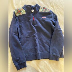 Vineyard vines quarter zip plaid shoulder
